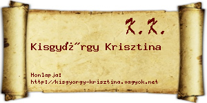 Kisgyörgy Krisztina névjegykártya